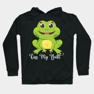 Kiss My Butt Green Frog Funny Frog Hoodie